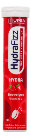 HydraFizz solution d'hydratation riche en électrolytes qui contribue à maximiser l'hydratation en améliorant l'absorption de l'eau pendant l'activité physique. 16 comprimés