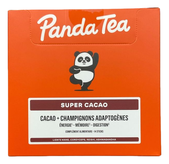 Panda Tea Super Cacao Super cacao + champignons adaptogènes 14 sticks