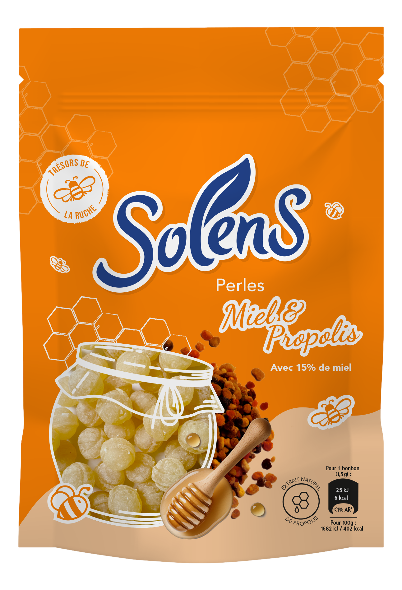SOLENS SUCRES CUITS perle miel propolis   100g