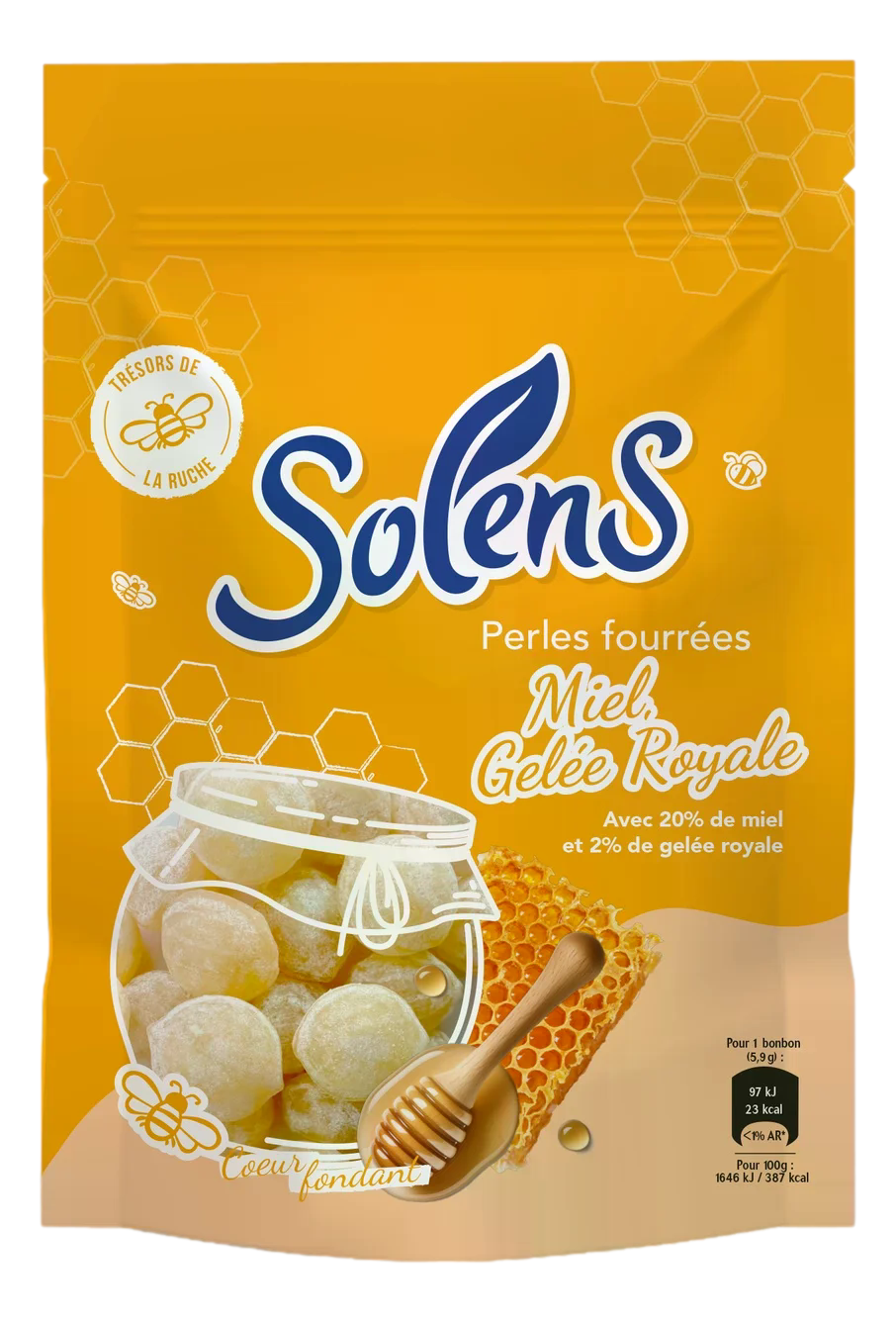 SOLENS SUCRES CUITS perle fourrée miel gelée royale   100g